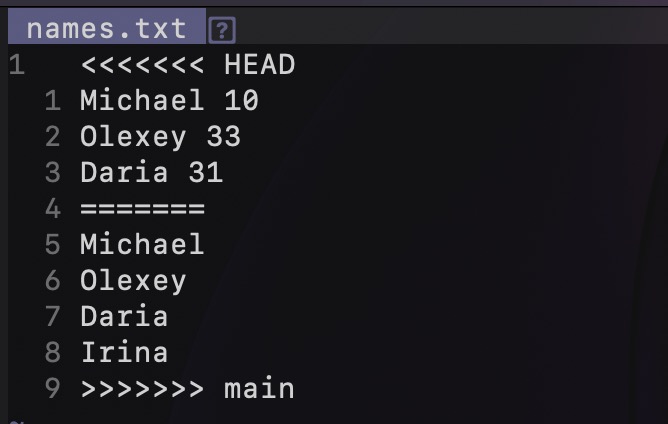 くくくくくくく HEAD 1 Michael 10 2 Olexey 33 3 Daria 31 4 ニニニニニニニ 5 Michael 6 Olexey 7 Daria 8 Irina 9 >>>>>>> main
