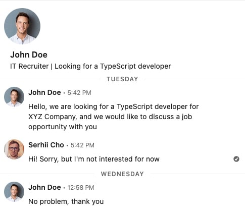 Chat with John Doe on LinkedIn