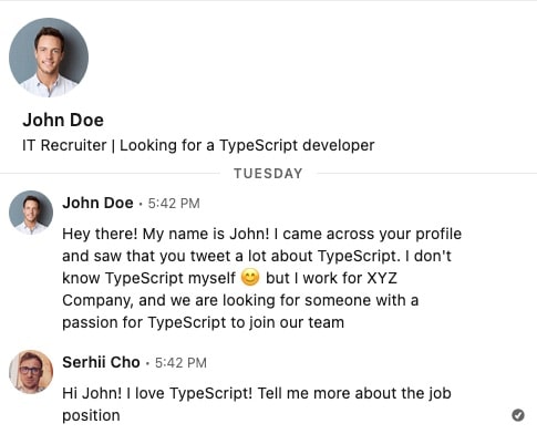 Chat with John Doe on LinkedIn