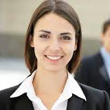 Femaile recruiter is smiling in the costume