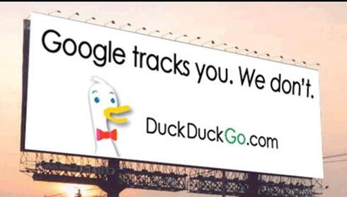 Advertizing banner with the DuckDuckGo ad: Google tracks you. We don't