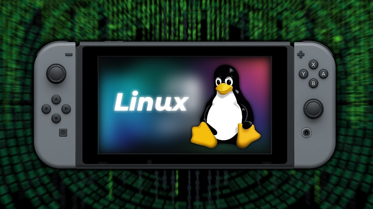 A Steam Deck with Linux logo on the screen