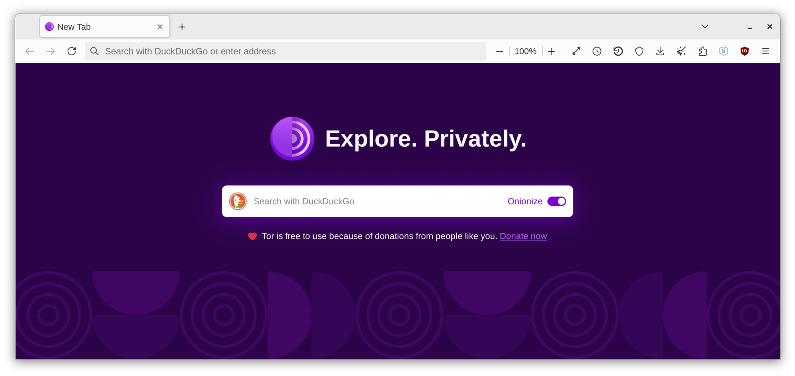Tor Browser home page that says 'Explore. Privately'