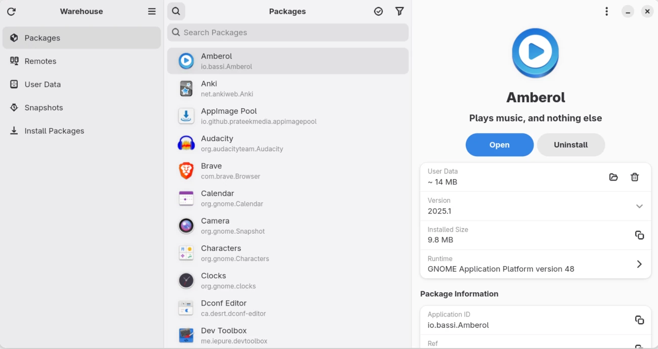 Warehouse app interface for managing Flapak packages